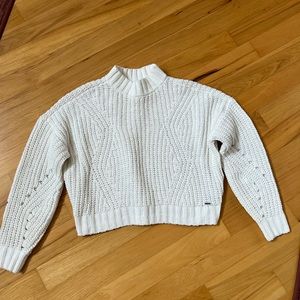White Hollister Cable Knit Sweater